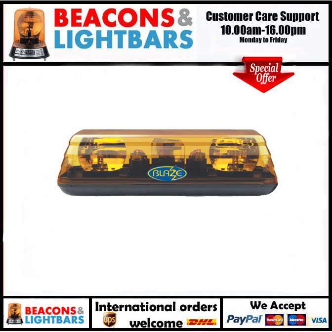 Vision Alert 601.AA01 Blaze II 12v 2 Bolt Fixing Rotating Amber Mini lightbar PN: 601.AA01